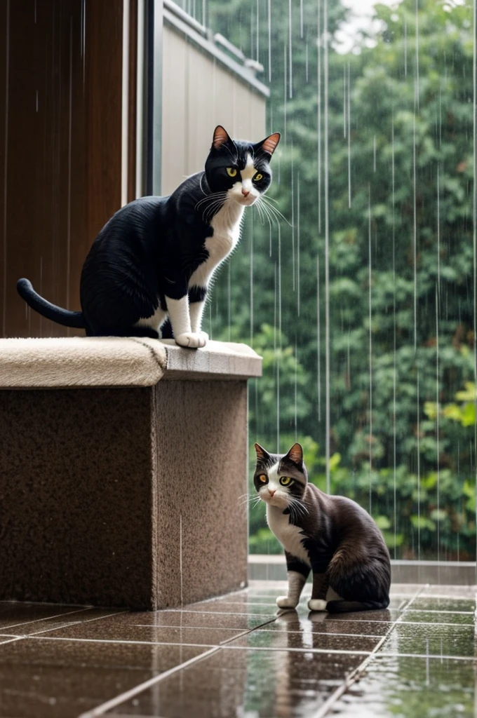 cat sitting in the rain