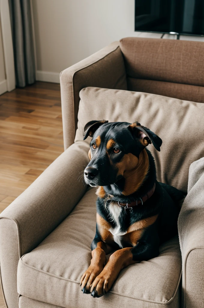 dog sitting on sofa
