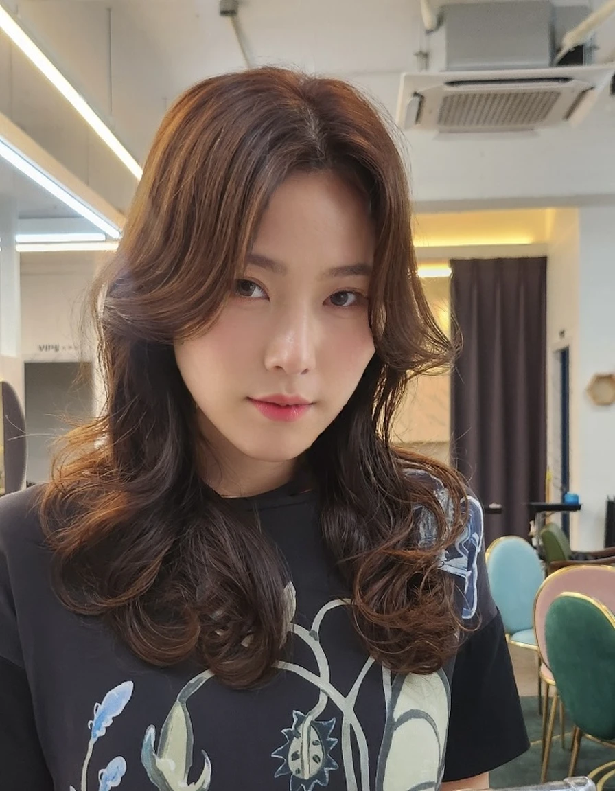 Best Quality, 8k, Masterpiece, (Portrait: 1.3), (photo realistic:1.4), (hyper realistic:1.4), Sharp Focus, looking at viewer, (smoother lighting:1.1), (increase cinematic lighting quality:0.9), realistic lighting, backlighting, light on face, ray trace, (brightening light:1.2), (Increase quality:1.4), sharp detail, (best quality real texture skin:1.4), finely detailed eyes, black_eyes, finely detailed face, 30 year old Korean woman