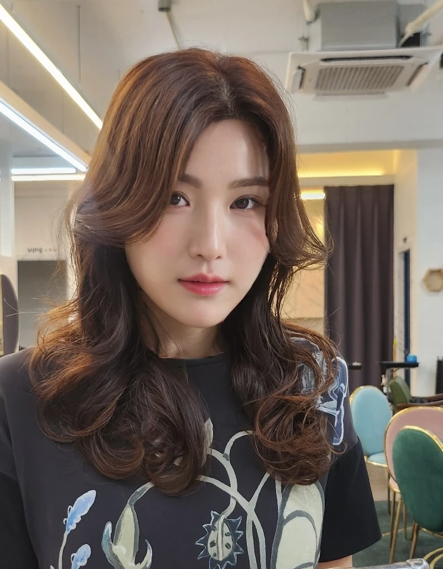 Best Quality, 8k, Masterpiece, (Portrait: 1.3), (photo realistic:1.4), (hyper realistic:1.4), Sharp Focus, looking at viewer, (smoother lighting:1.1), (increase cinematic lighting quality:0.9), realistic lighting, backlighting, light on face, ray trace, (brightening light:1.2), (Increase quality:1.4), sharp detail, (best quality real texture skin:1.4), finely detailed eyes, black_eyes, finely detailed face, 30 year old Korean woman