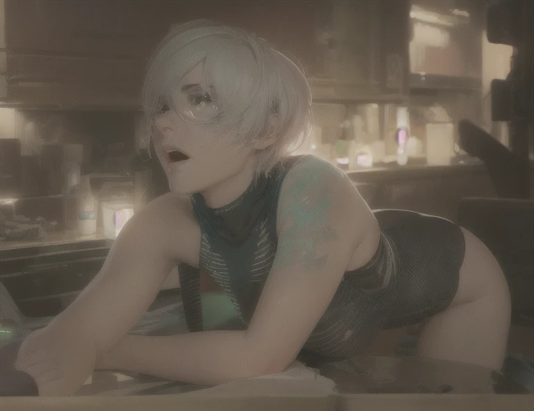 ((The best quality)), ((Masterpiece)), (Very detailed:1.3), ..............3D, beautiful (Cyberpunk:1.3) hacker woman, short hairstyle,short hair, Return to viewer, Thick hair, Operating computer terminal, head mounted display, computer server, LCD screen, fiber optic cable, Company logo, HDR (High Dymanic Range), ray tracing, NVIDIA RTX, super resolution, Unreal 5, Subsoil Scatter, PBR texture, Post-processing, Anisotropic filtering, depth of field, maximum sharpness and sharpness, Multilayer textures, Albedo y Highlight Maps, Surface shading, Accurate simulation of light-material interactions, perfect proportions, octane rendering, duotone lighting, Low ISO, white balance, rule of thirds, wide opening, 8K RAW, efficient sub-pixels, sub-pixel convolution, glow particles, dynamic pose