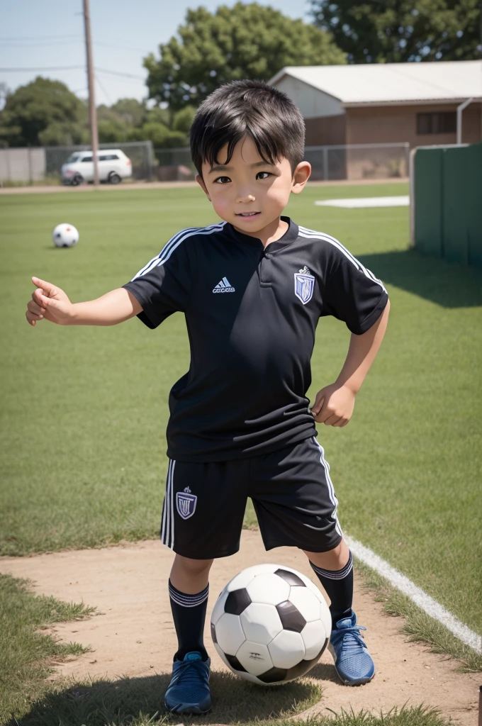 A with a soccer ball in the community