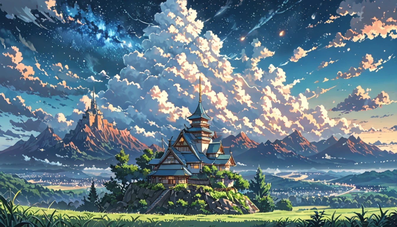 ((Anime: 1.4, Illustration)), (Masterpiece, Top Quality, Best Quality), (Ultra-Detailed, Absolutely Resolution), ((16k, HIGH RES)), ((Dragon flying in the sky, starry sky, cumulonimbus clouds, light, vast land, castle visible in the distance), ( Anime: 1.4, Illustration)), (Masterpiece, Top Quality, Best Quality), (Ultra-Detailed, Absolutely Resolution). Ak {Lofi Art, Style of Laurie Greasley, Style of Makoto Shinkai, Anime Aesthetic}, BREAK {(Produces IMAGES WITH ITH INFORMATION THAN 40 Million Pixels with Cinematic-Like Detailed Textures S Hot on a Sony slur).}