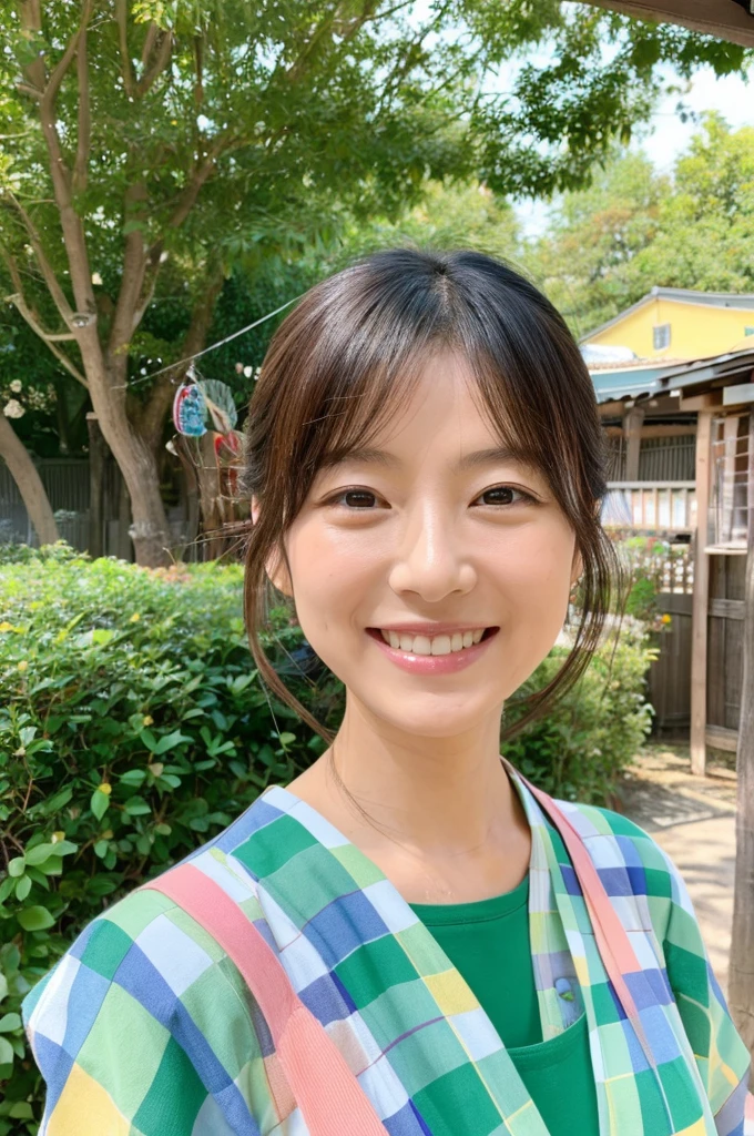 ((Highest quality)), ((masterpiece)), (detailed), Japanese, 40 years old, Beauty, front,Diagonal orientation、smile, Nagoya, Single Mother,Natural Photography,, peace sign