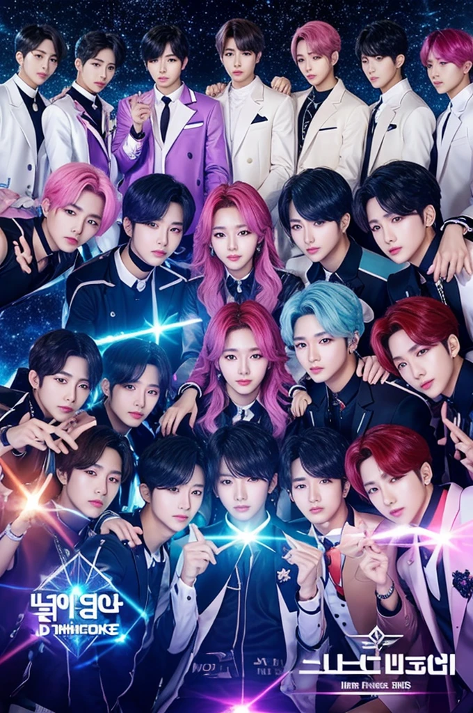 create a fictional kpop lightstick, of a fictitious group. The group has 6 members (4 men and 2 women), whose concept is travel between dimensions, that reflects the meaning of the group name; Diamond Dimension