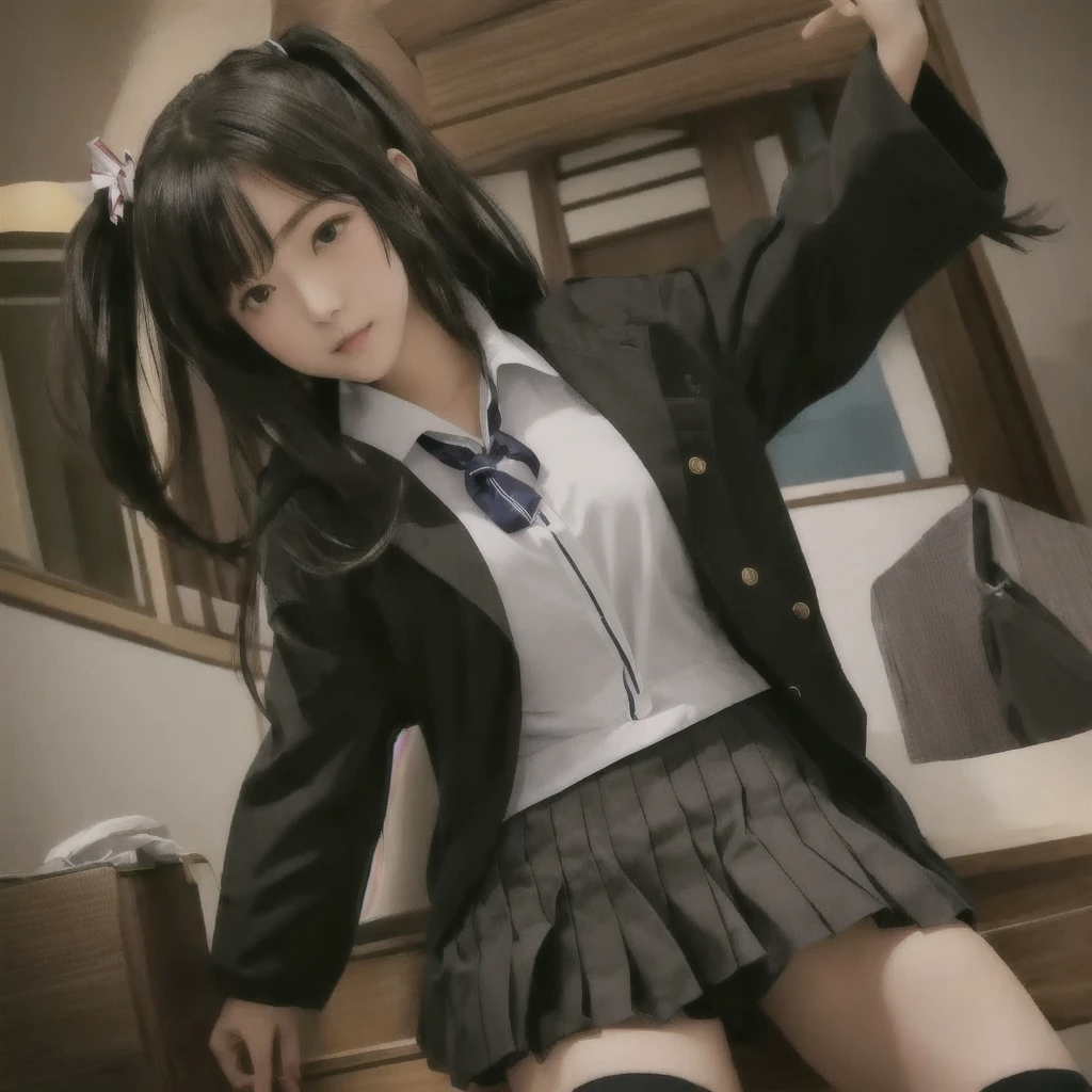 A woman in uniform poses for a photo, Magic , a hyper現実的なhigh school girl, hyper現実的なhigh school girl, Anime Girl Cosplay, 現実的なhigh school girl, beautiful anime high high school girl, かわいいhigh school girl, Japanese girl , clothing , Japanese , high school girl, JK Uniform, Sailor suit with loose coat collar