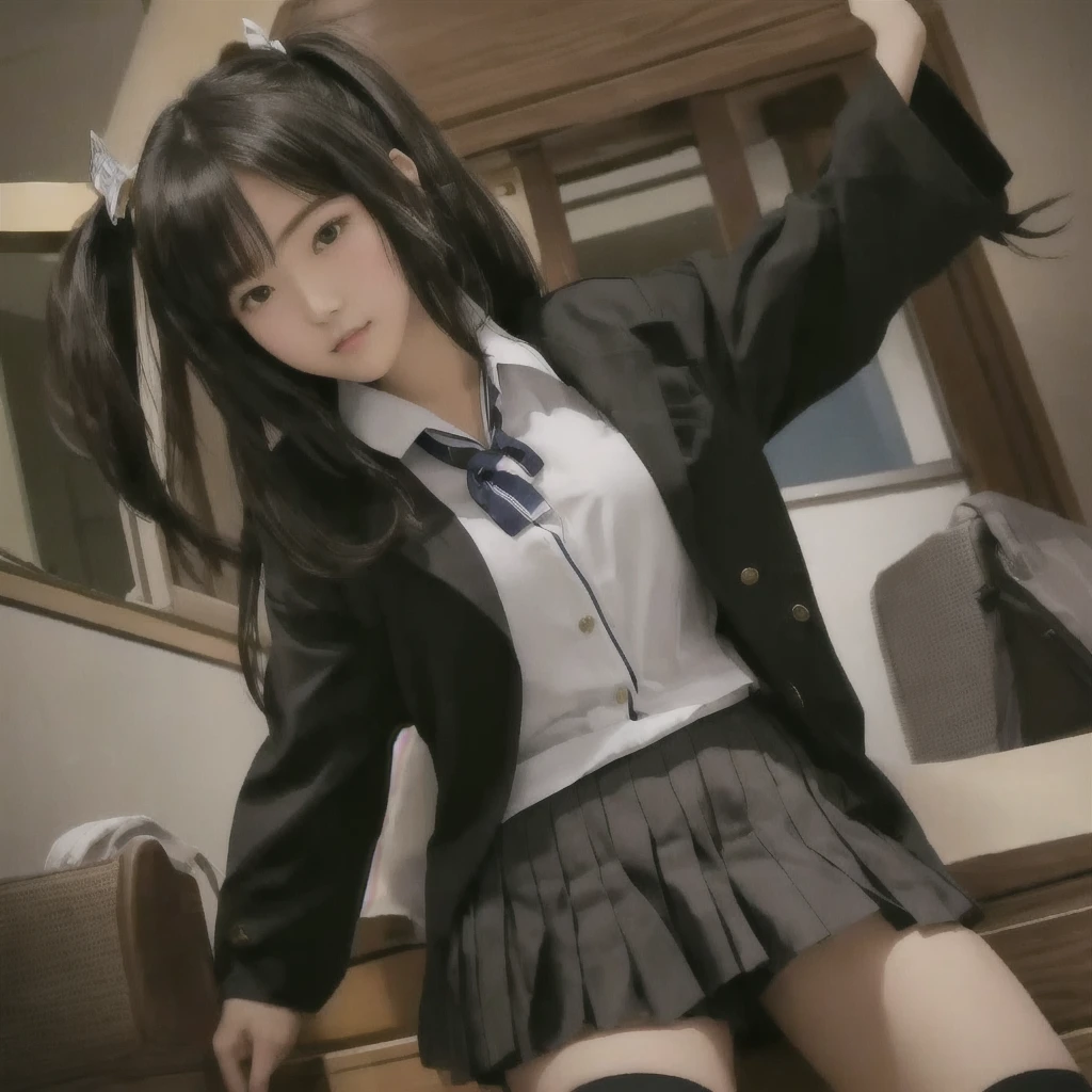 A woman in uniform poses for a photo, Magic , a hyper現実的なhigh school girl, hyper現実的なhigh school girl, Anime Girl Cosplay, 現実的なhigh school girl, beautiful anime high high school girl, かわいいhigh school girl, Japanese girl , clothing , Japanese , high school girl, JK Uniform, Sailor suit with loose coat collar