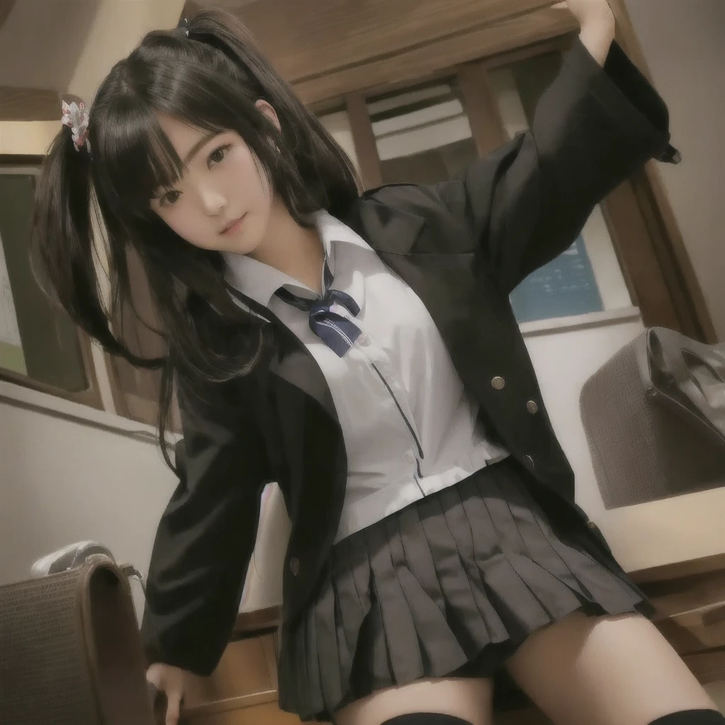 A woman in uniform poses for a photo, Magic , a hyper現実的なhigh school girl, hyper現実的なhigh school girl, Anime Girl Cosplay, 現実的なhigh school girl, beautiful anime high high school girl, かわいいhigh school girl, Japanese girl , clothing , Japanese , high school girl, JK Uniform, Sailor suit with loose coat collar