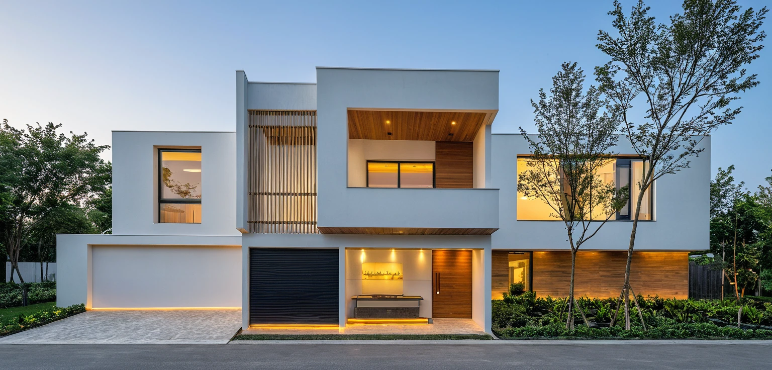 Masterpiece, high quality, best quality, authentic, super detail, outdoors, onestoreyvillaXL, aiaigroup, house style modern on the street ,stairs, white wall ,road,pavement, grass, trees, sky, cloud, (daylight:1.1)
