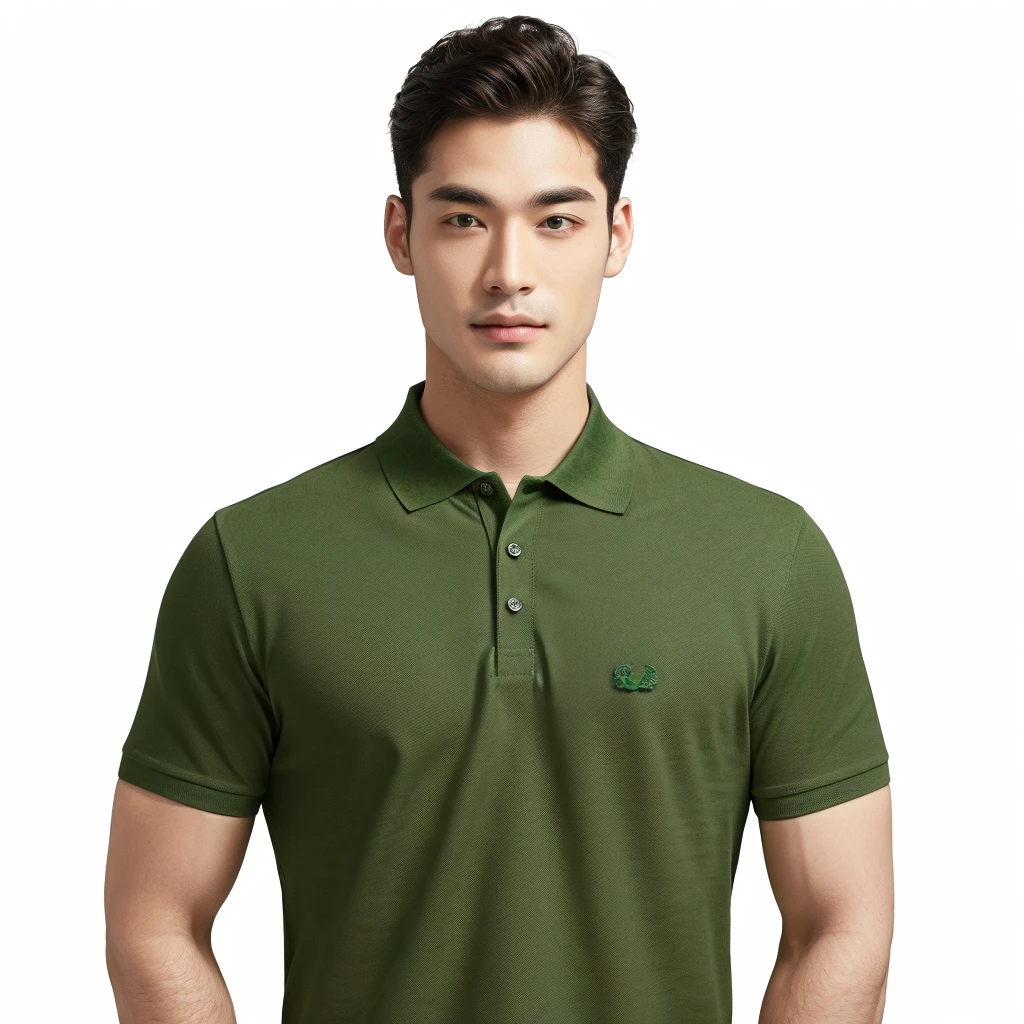 Man wearing green Polo shirt