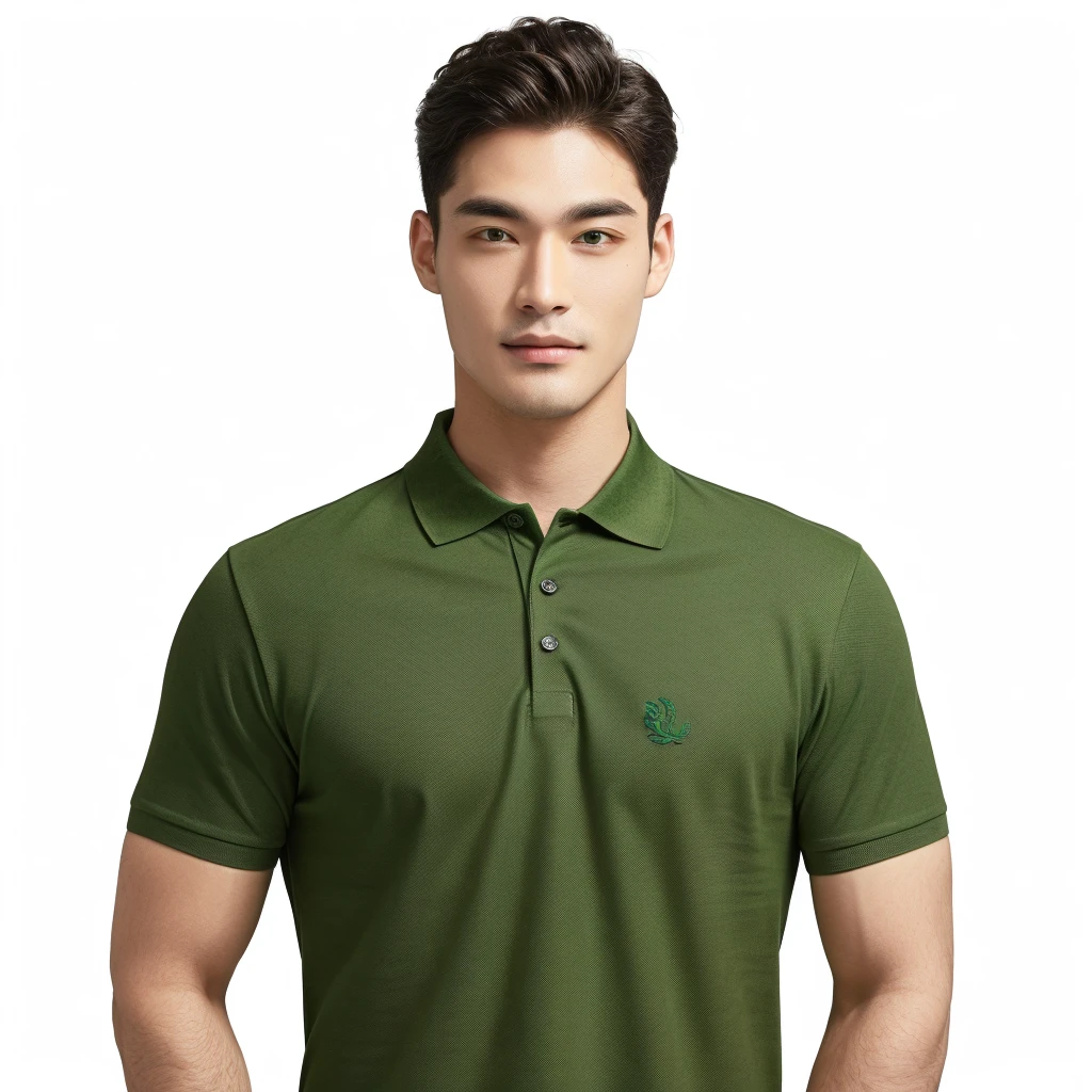 Man wearing green Polo shirt
