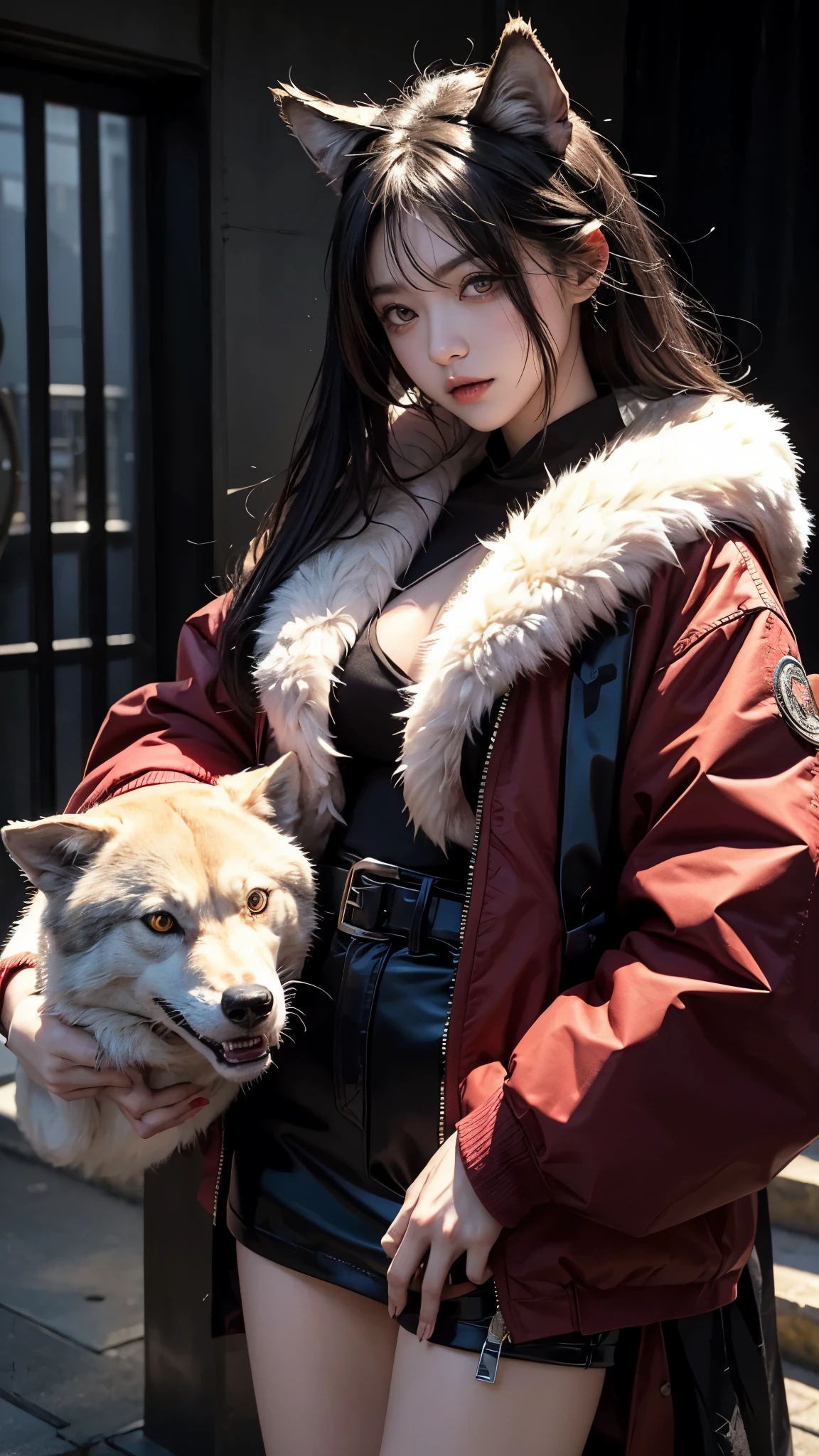 擬人化された銀Wolfがセクシーポーズ。Show your side。Her cheeks turned red、The eyes were hollow。Apparently he's drunk。Disheveled Hair。In a loose red outfit、sunglasses、I'm wearing a hat。clock、necklace、bracelet、Tattoo。Gestures that invite men。 ((detailed:1.4)、3d、High resolution、Highest quality、High resolution、8K、masterpiece: 1.2)。Perfect proportions、Two-tone lighting、wide aperture、White balance、Use something sexy。(background:green、nature、Rocky area、Kyoto、bamboo forest)。Wolf
