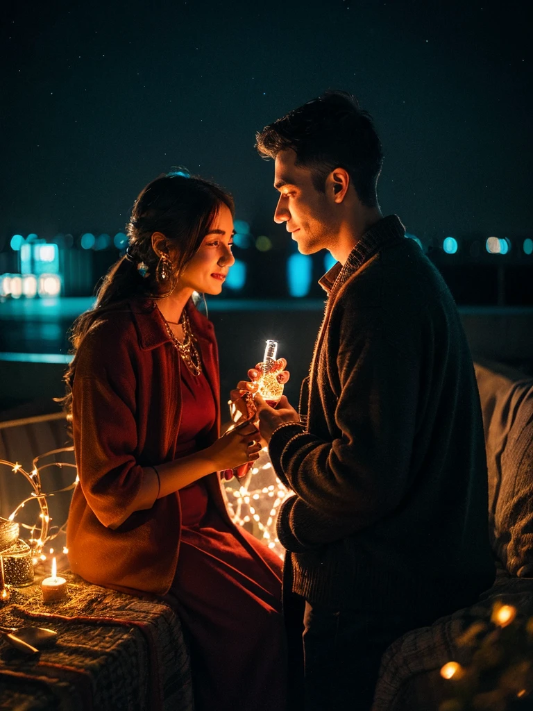 Rama and Maya, sharing stories under the sparkling city lights in the silent night. Their eyes met each other, depicting untold stories.