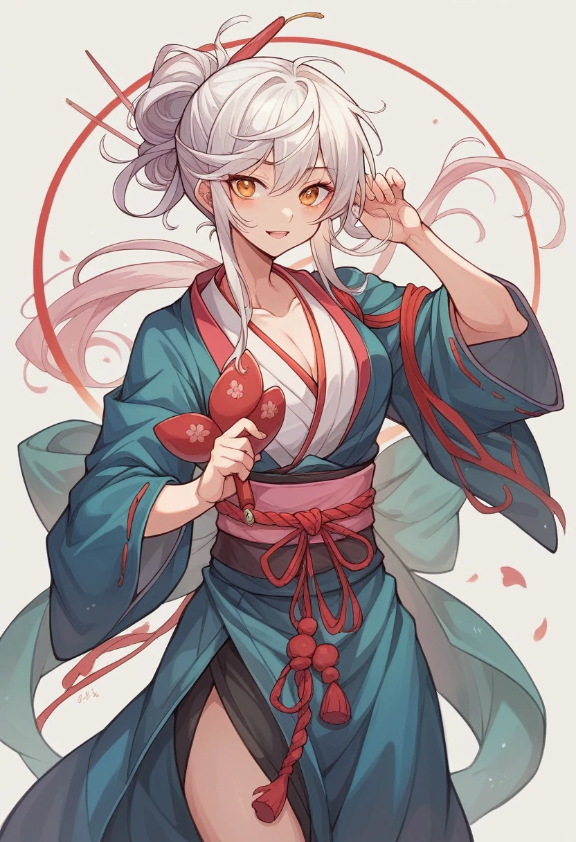 Warrior, Pretty face, Delicious Company, A captivating sight, Wearing a sexy open kimono. The work is created in a medium reminiscent of Japanese ink painting.。....., 具有大胆的笔触和Monochromatic color palette. Artist&#39;Stunning technique gives the image strength and power&#39;Presence，Highest quality, Ultra-high resolution captures every detail. The texture and intricate patterns of the kimono are expressed with extreme precision.. Lighting is carefully designed，Enhance the drama, Deep shadows and subtle highlights. general, This piece exudes elegance and strength., A fusion of traditional Japanese aesthetics and modern sensibilities. Monochromatic color palette, Putting the details together, Captivate viewers、Create an immersive experience.