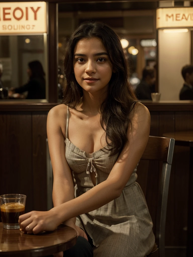 

**poster film "Twilight Melody"**

*Background Image:*

- Big busy city with dim city lights at night.
- The evening sky glows orange and red, with silhouettes of urban buildings.

*Main Elements:*

- **maya**: Young woman with a warm smile, standing on the beach with the sea breeze caressing her hair.
- **rama**: A mysterious man with a deep gaze, sitting alone in a cafe with a cup of coffee in front of him.

*writing:*

- **Movie title**: "Twilight Melody" (written in elegant and striking letters in the center of the poster).
- **Tagline**: "When fate brings different notes together..."
- **Additional Details**: "A story about searching, lose, and hope."
- **coming soon**: At the bottom of the poster, writing "coming soon" to indicate that the film is releasing soon.

*Poster Aesthetics:*

- Warm colors that create a romantic and dramatic feel.
- Foto maya dan rama yang menggambarkan kedalaman emosi dan keintiman antara karakter-karakter utama.

*Style and Finishing Touches:*

- Minimalist design but attracts attention, with a focus on love stories and the search for the meaning of life.
- A poetic touch in writing the tagline to strengthen the film's theme.

**Note:** I can't create a direct visual image here, but this description can help you in creating a visual poster visually.