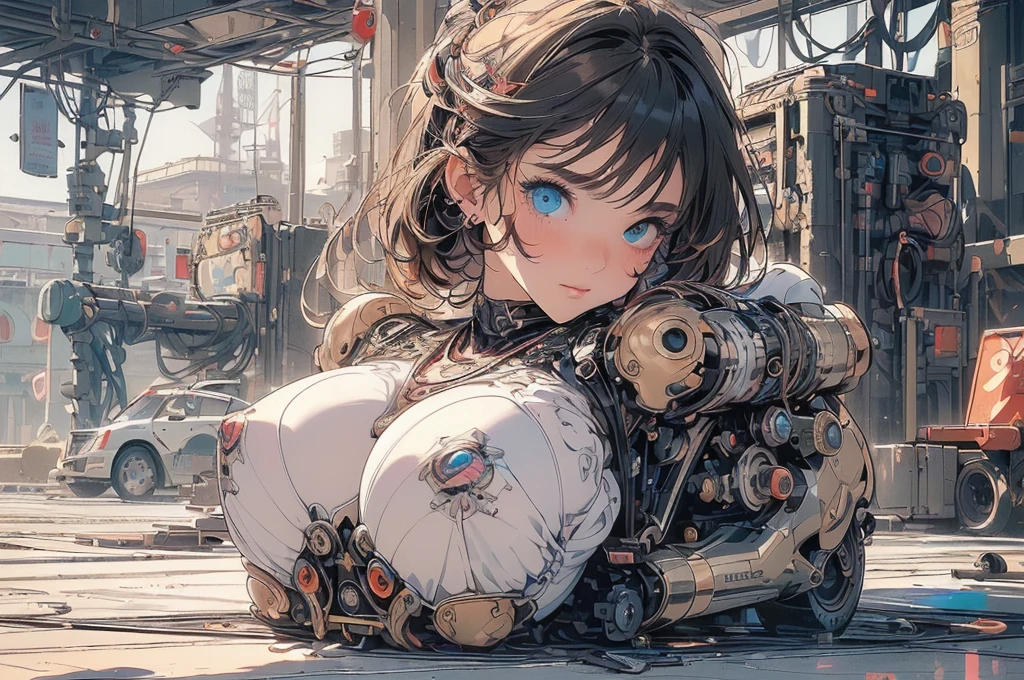 (((masterpiece, Highest quality))),(((alone:1.2))),(((One girl:1.2))),32K Wallpapers, Very detailed,(((((portfolio))))),(((((close))))),(((((breast enhancement))))),((((More Angles)))),(((highlight))),((((Heterochromia iridis)))),(((completion. Detailed face))),((((Very talented)))),(((((The most complex machine))))),(((Genius Mechanic))),((Overall colorful)),(((Huge breasts))),(((BDSM:1.4))),nsfw,(((bondage)))