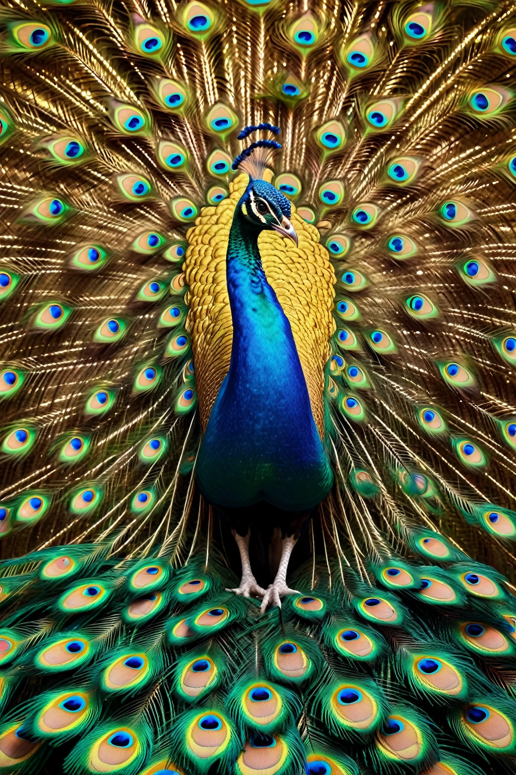 masterpiece,Peacock,Front upright:1.2,Watch the attention,Peacock开屏,fantasy,Colorful tones,Dramatic ethereal beauty,