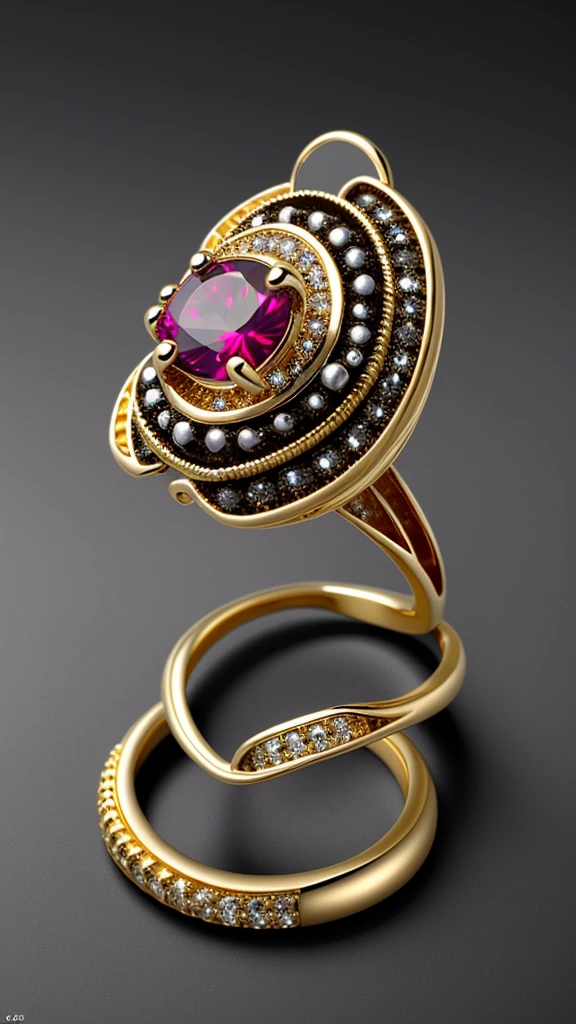 better quality, hyper-realism, render, dark studio, ring, gold, silver,