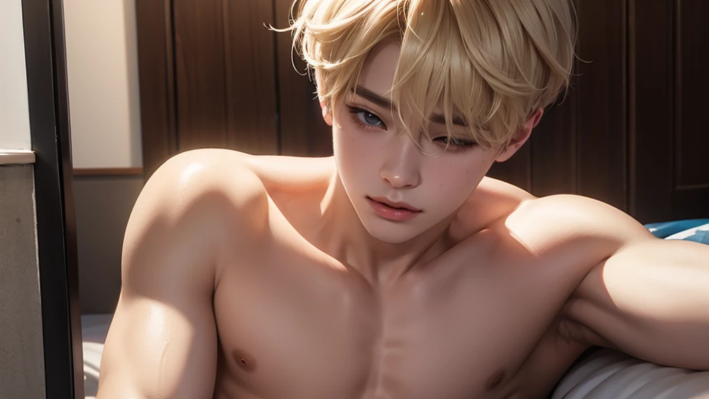 Submissive naked blonde boy masturbating, park Jimin 