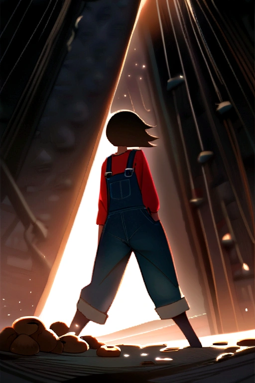 girl shit in her overalls. A lot of shit and poop is on her overalls.