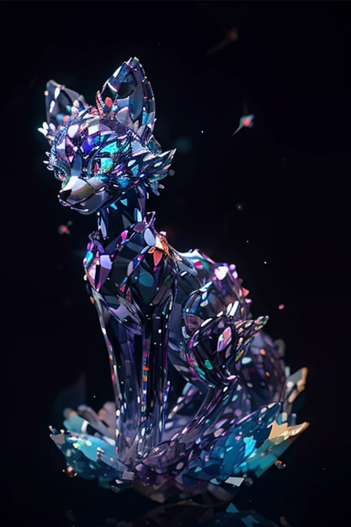 ((best quality)), ((masterpiece)), (detailed), （（glowing fox））。fox glow(Crystal rose), mythical fox spirit, shiny iridescent scales, shiny purple crystal fur, glowing eyes, high quality, highres, ultra-detailed, 