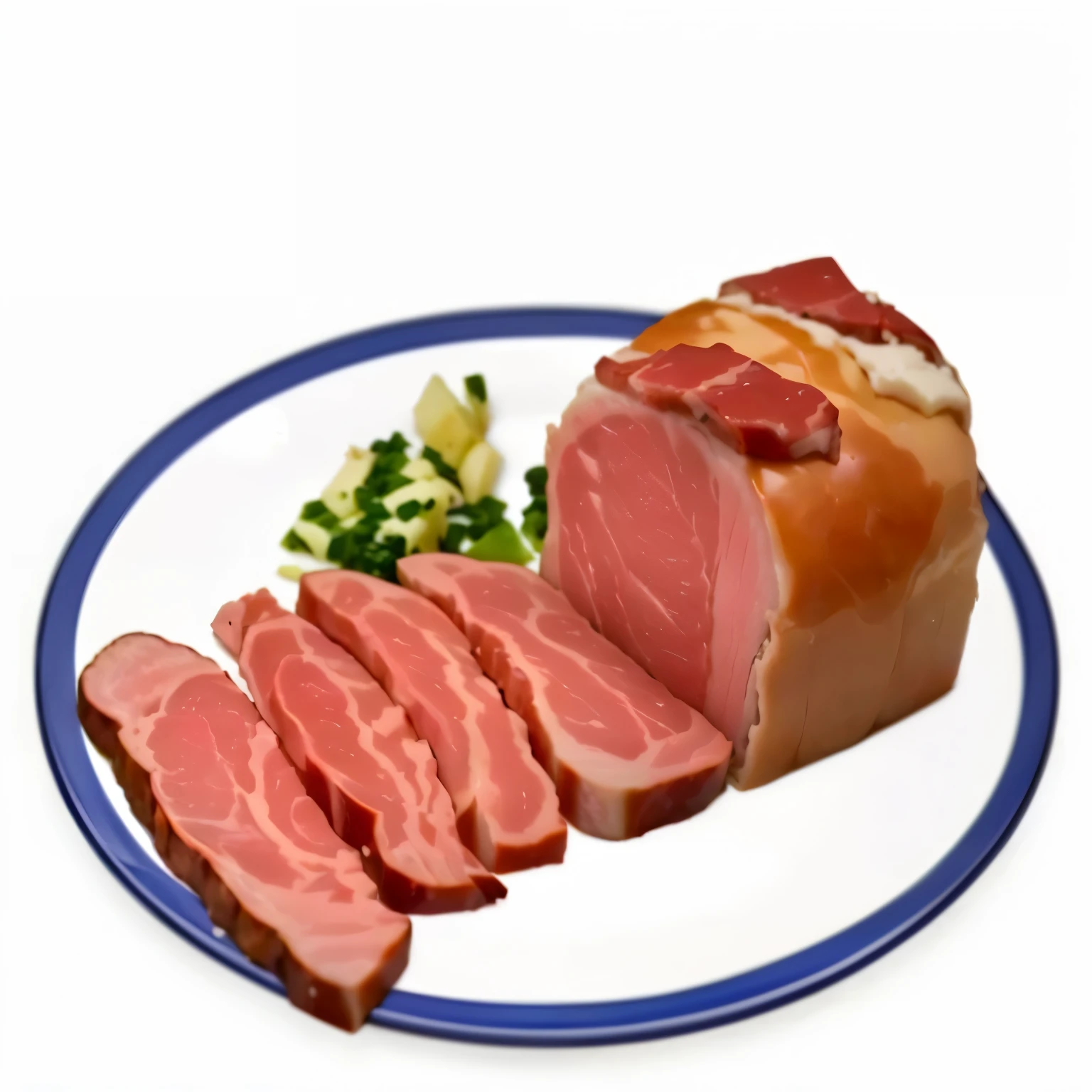 a close up of a plate of meat with a piece cut off, also, pork meat, Akemi Takada, Iwakura, Guande, lunchmeat, author:Shirokuma Seiho, Araki, 牛meat, Add time, meat, meat with veins, salami, Wang Chen, 熏meat