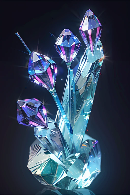 ((best quality)), ((masterpiece)), (detailed), purple and grey color fox, purple and grey color crystal fur, crystal shaped tail, large crystal on its head