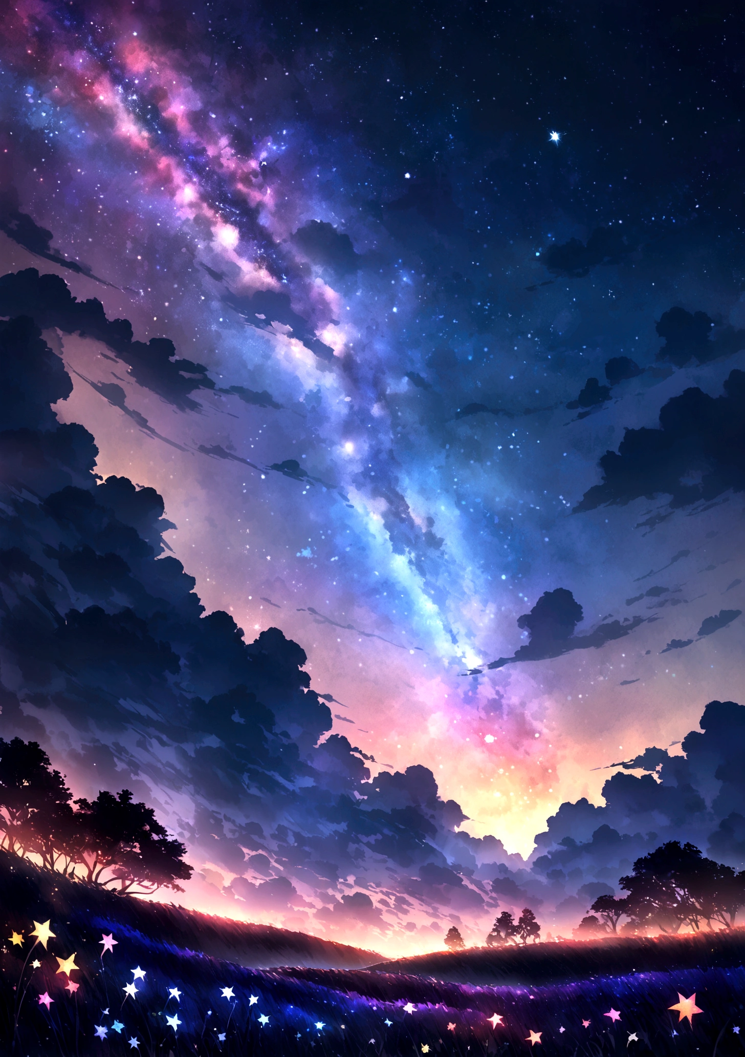 Premium Texture, color, Starry Sky, Rich texture, 壮大な景color, landscape, Dazzling Star, Twinkling Stars、A gentle breeze