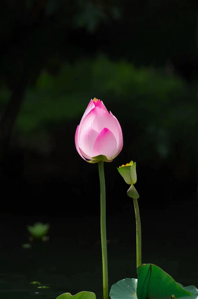 arafed Pink flowers budding in a pond with green leaves, 优雅地站在lotus上, lotus, Amazingly beautiful, 粉红lotus皇后, lotuss, lotus, lotus瓣, Pink flowers, Flowers growing from the head, 站在lotus上, by Xie Shichen, with lotuss, Beautiful flowers, Quiet and beautiful