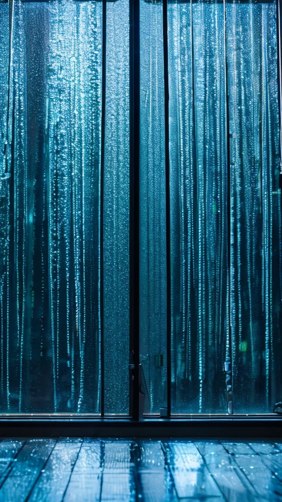 Rainy scenery seen from the window Night view