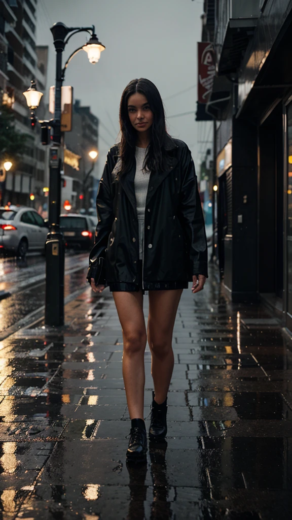 A rain-soaked sidewalk　City of night