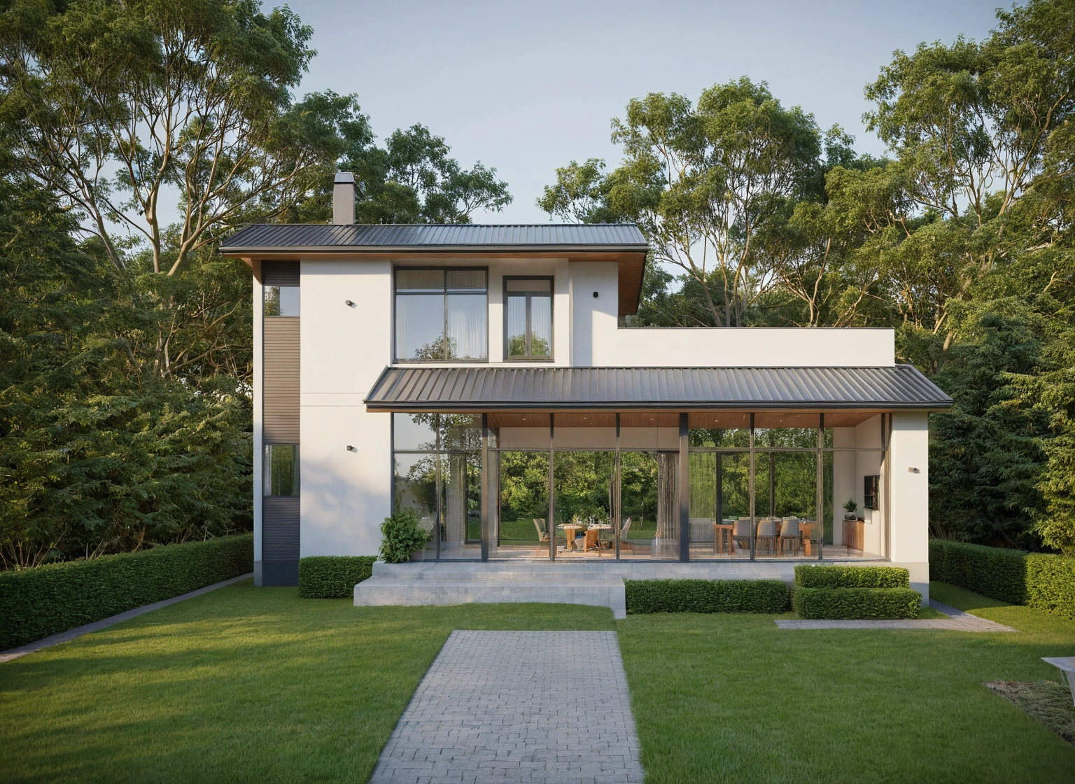 Raw photo,Masterpiece, high quality, best quality, authentic, super detail,
a large white house with a large driveway and trees, in style of ultra realistic, exterior design, vray beautiful, concept house, realistic 3 d style, hihgly detailed, architectural visualization, with vray, front view dramatic, realistic style, overall architectural design, contemporary house, very realistic render, highly realistic, wide angle exterior 2022, v ray