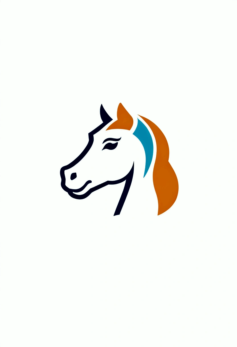 horse 2d logo, minimalis