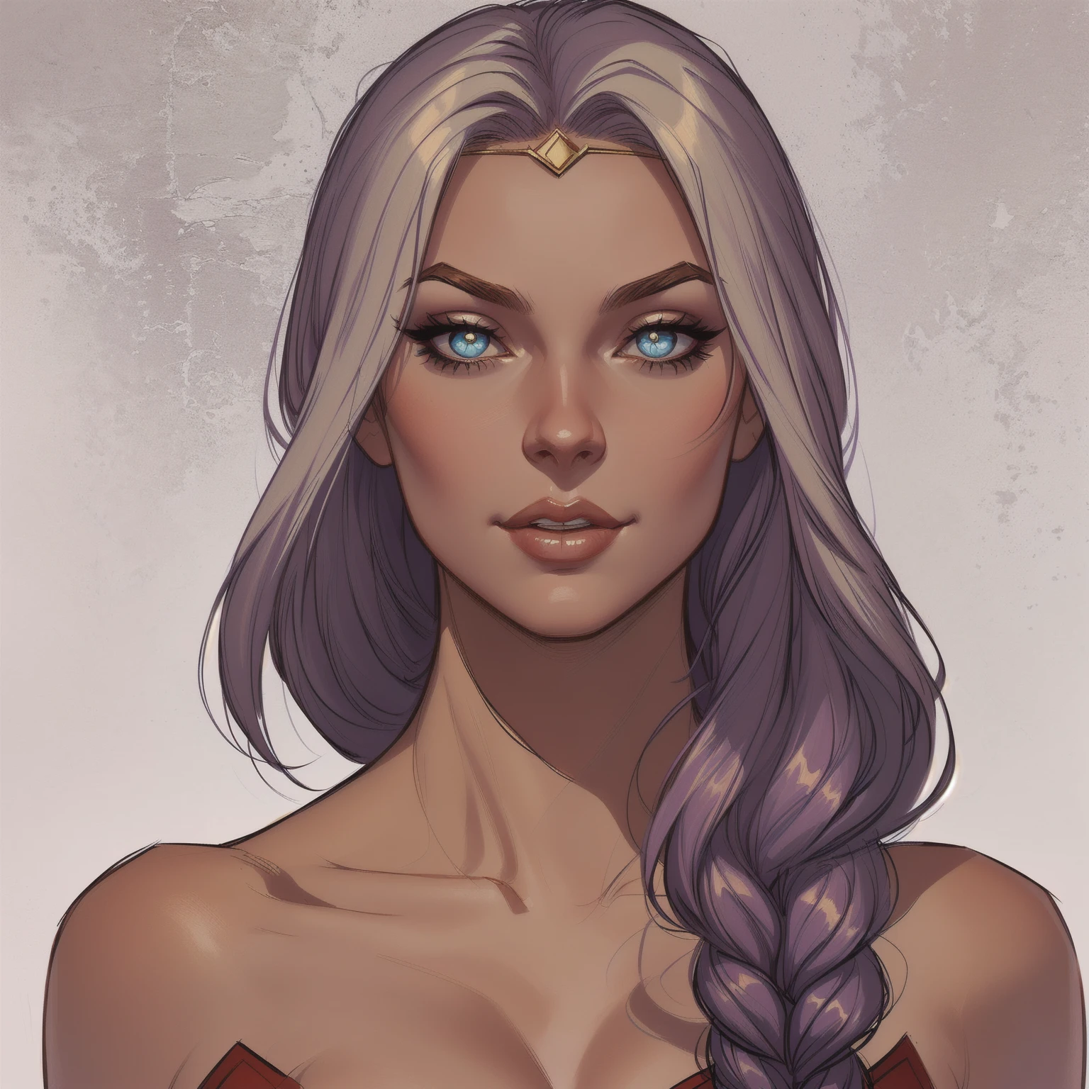 a close up of a woman with long hair and a braid, charlie bowater character art, portrait of ororo munroe, detailed character portrait, character art portrait, character design portrait, charlie bowater art style, style of charlie bowater, closeup character portrait, character portrait, a character portrait, character portrait art, portrait of modern darna