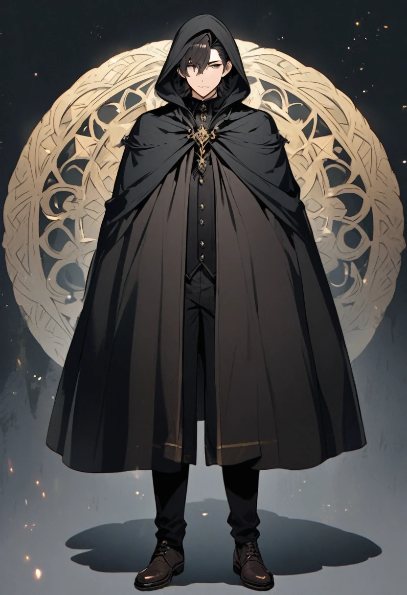 Handsome, cute man standing full body wearing a cloak