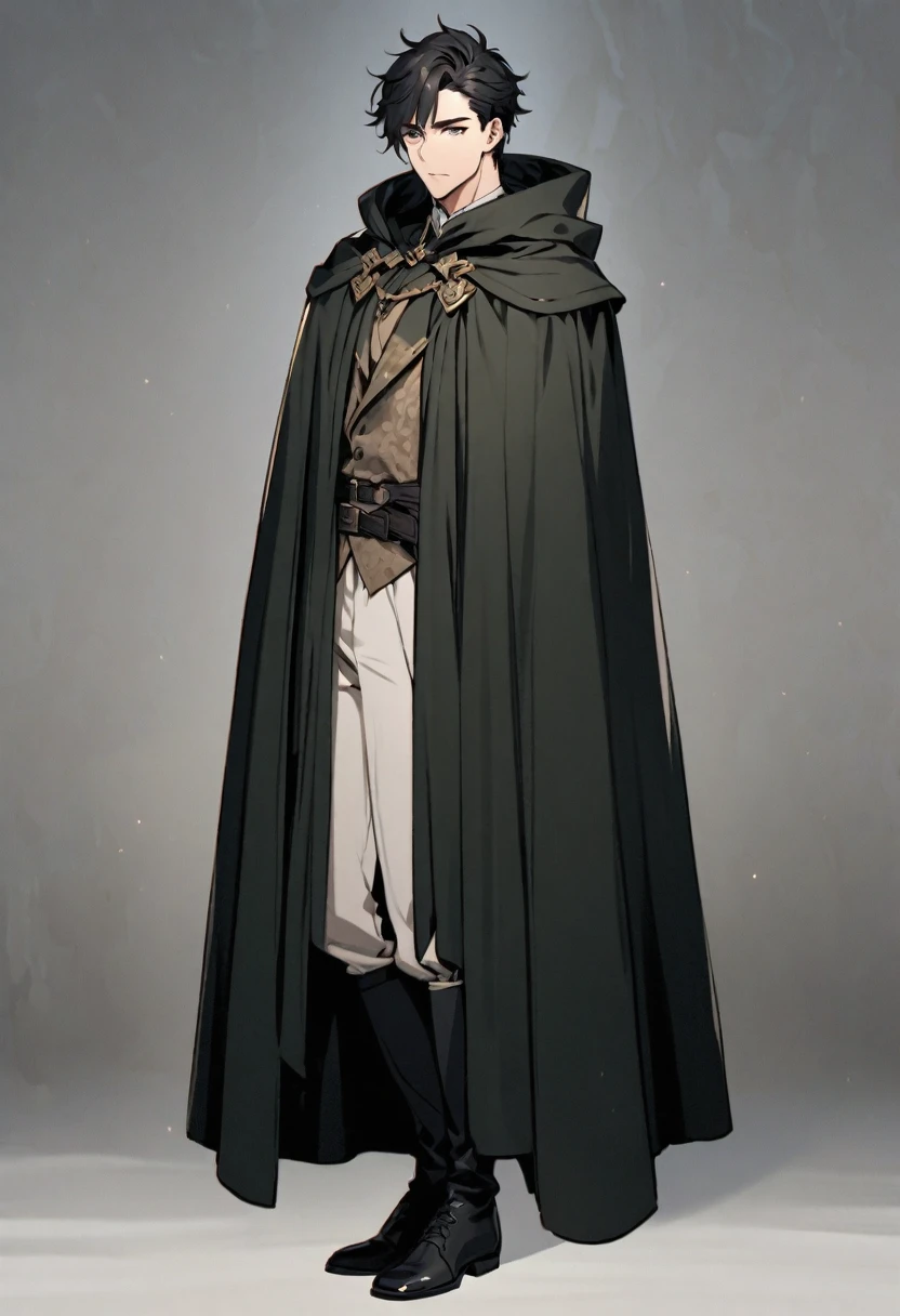Handsome, cute man standing full body wearing a cloak