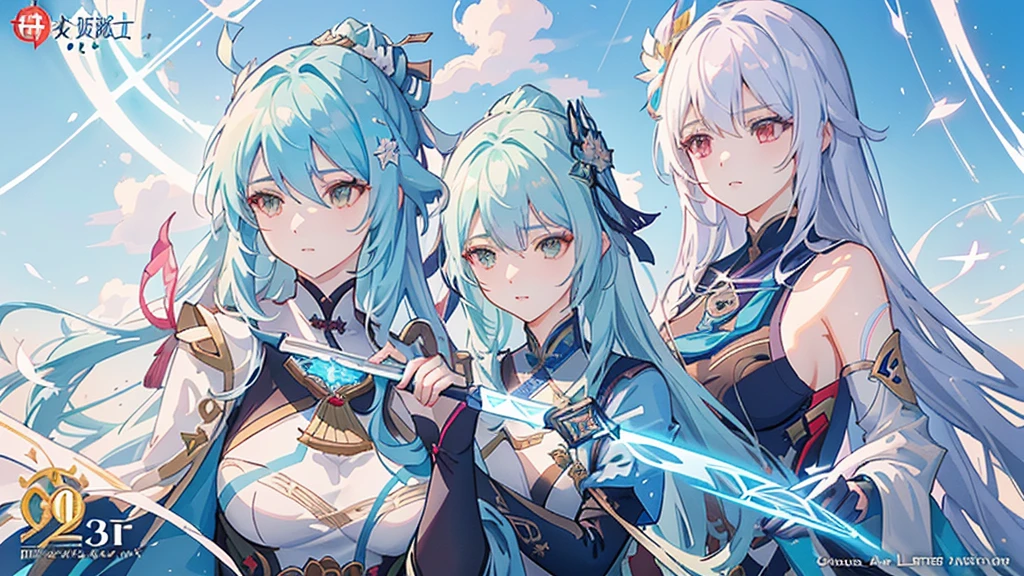 Create a female Astral Elf with blue hair and a katana and she is a mage in a rogue outfit