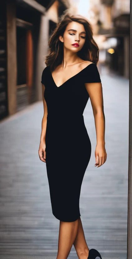 A girl in black dress