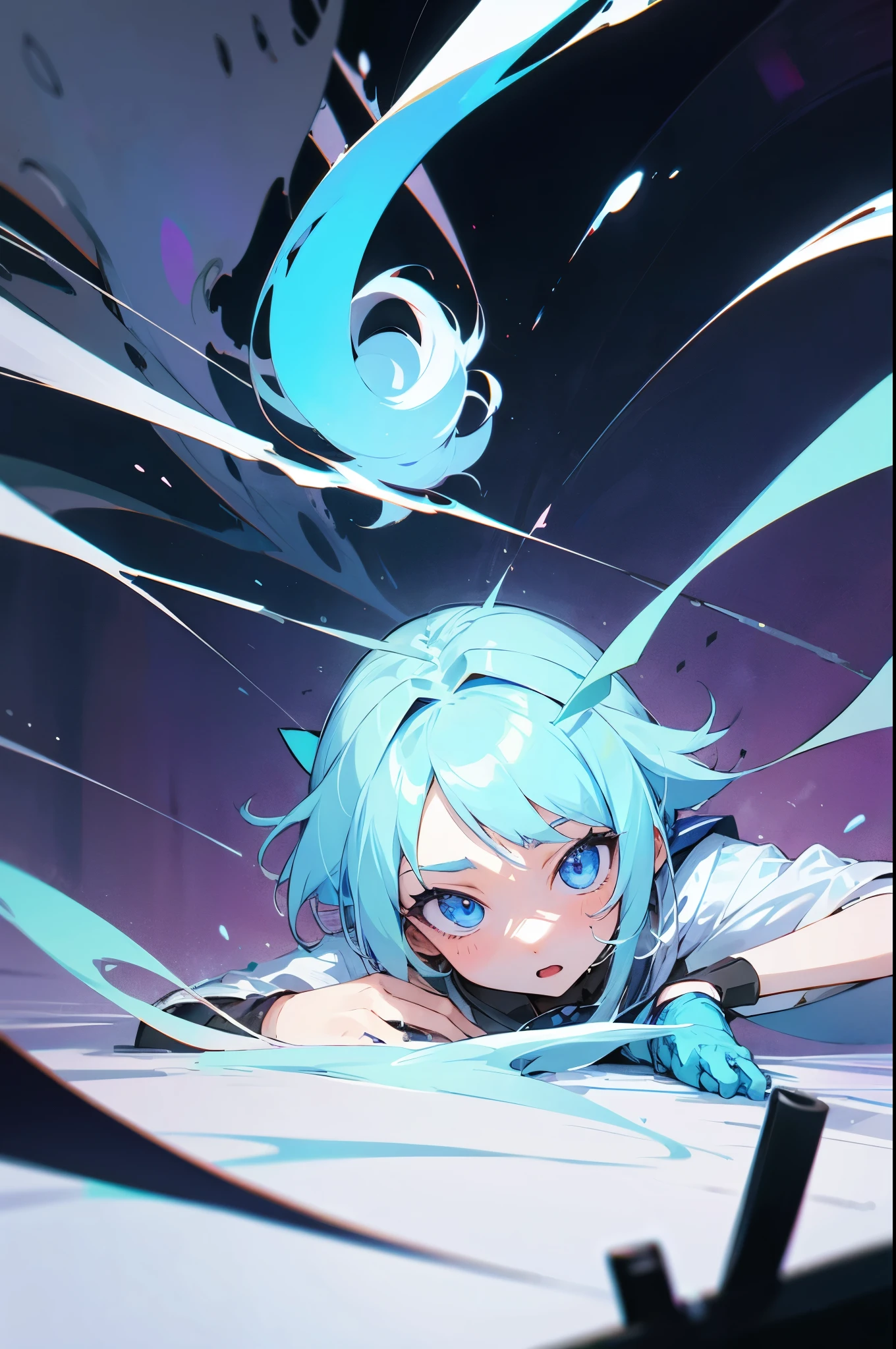 anime girl Surrounding substances
