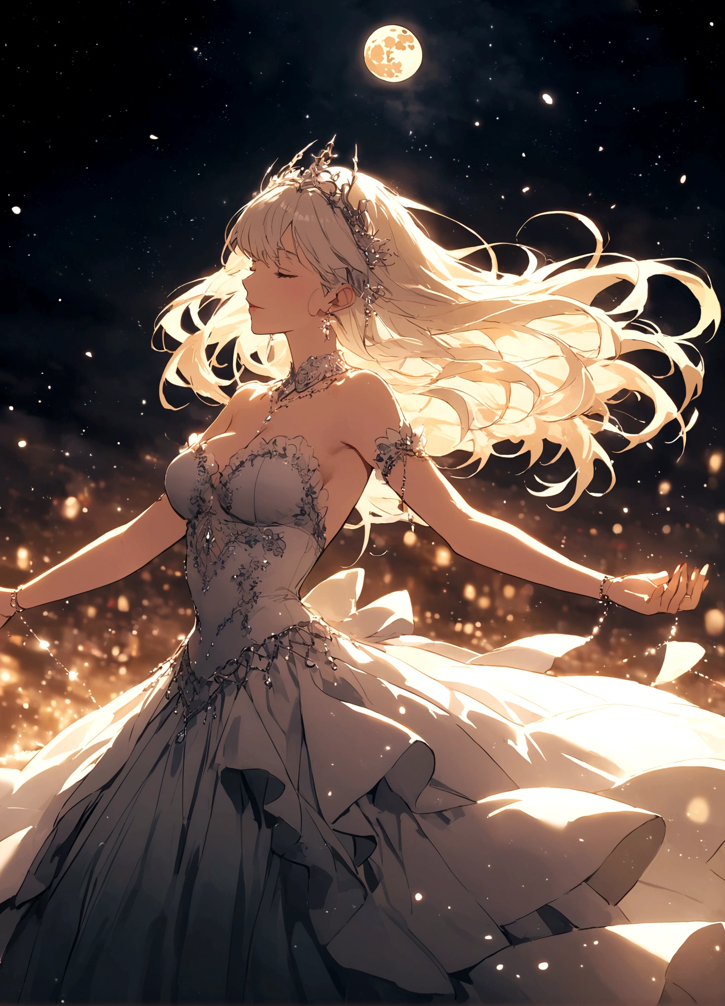 The moon and stars dance at midnight