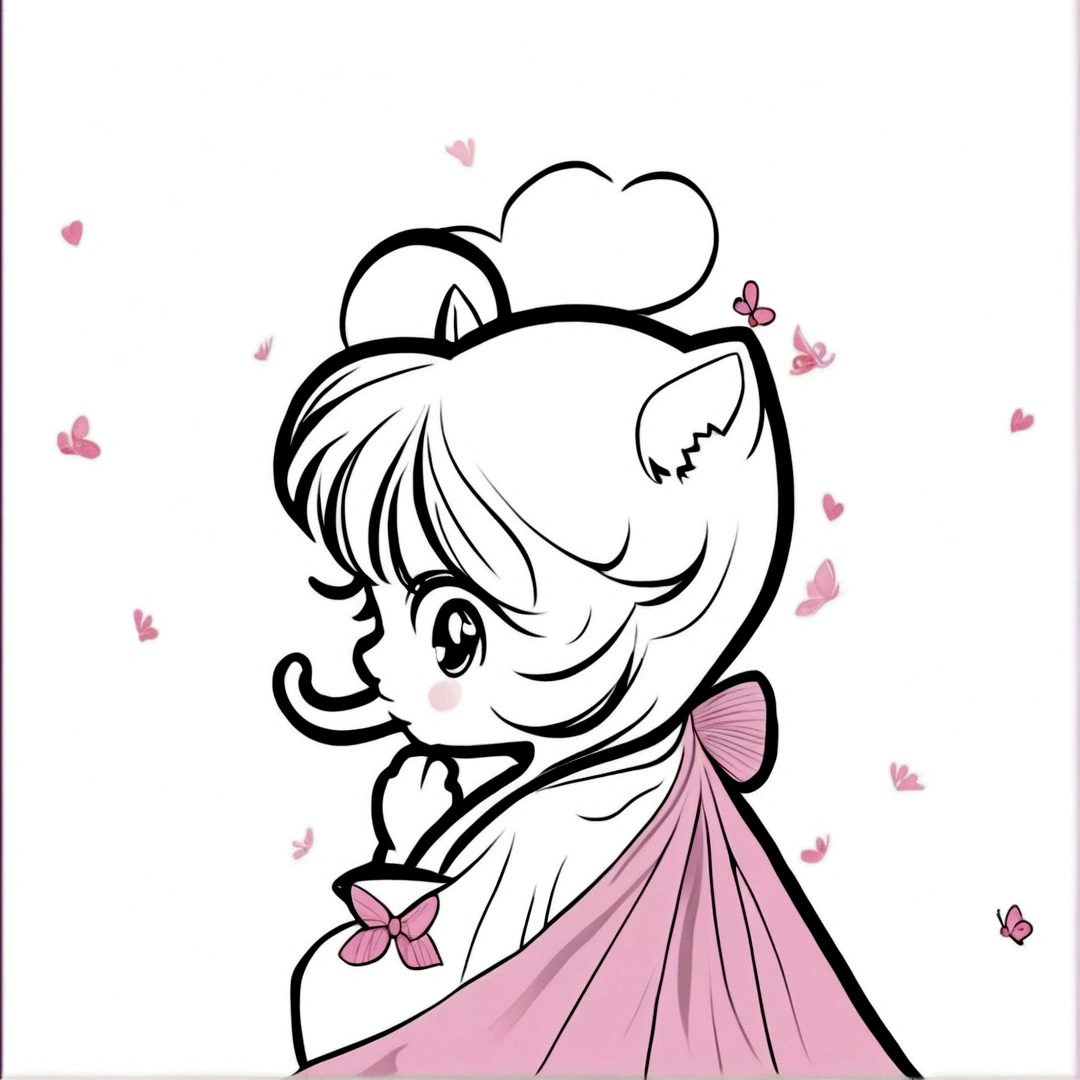 A cute girl,Double tail,Wear pink