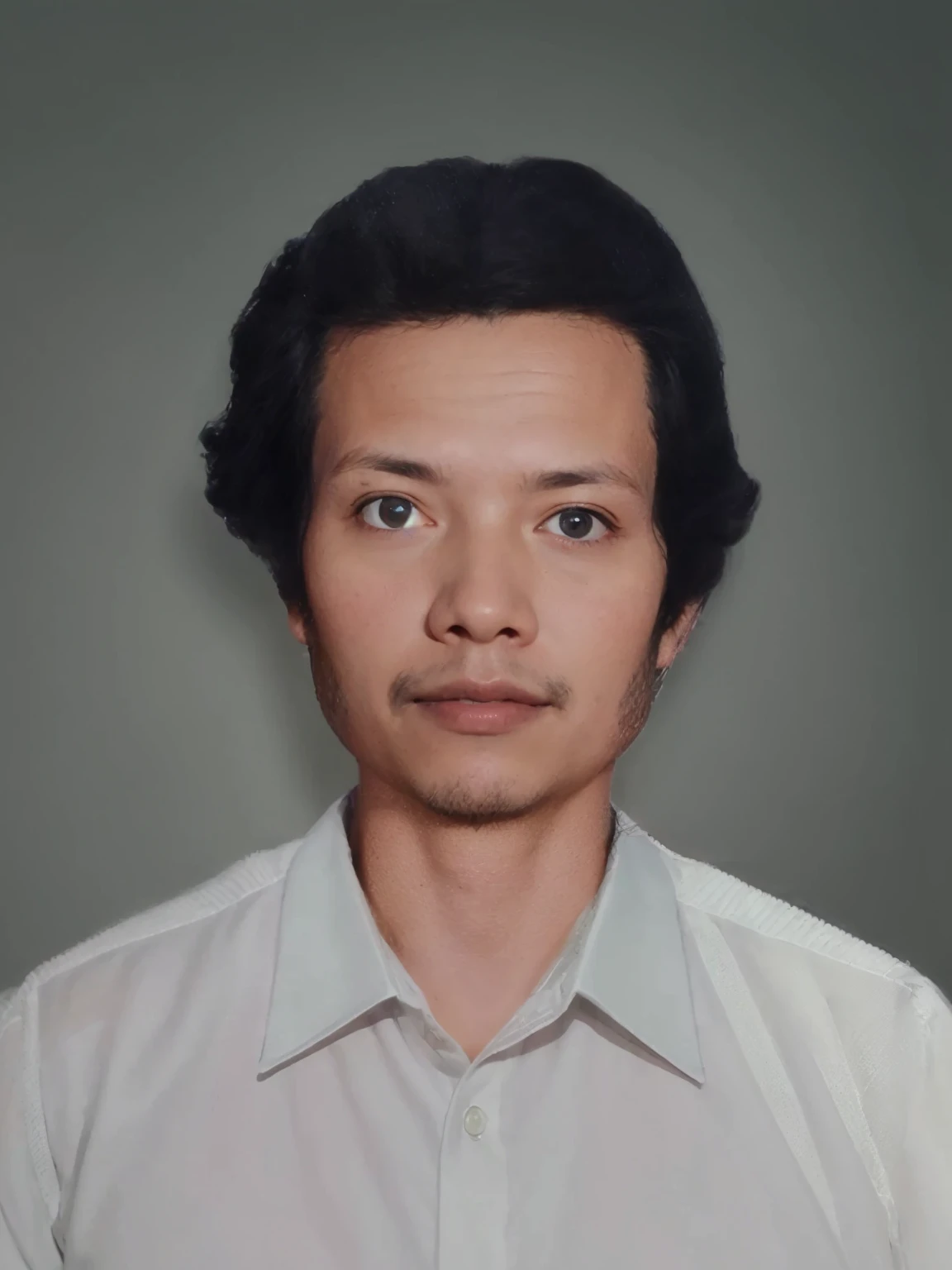 Make this photo look realistic and detailed, there is a man with a white shirt, potrait, digital art but photo, protrait, full protrait, 40 years old man, very detailed potrait, realistic portrait photo, close up potrait, profile portrait, very detailed face, very realistic face, very perfected face, very detailed clothes, very realistic clothes, very perfected clothes