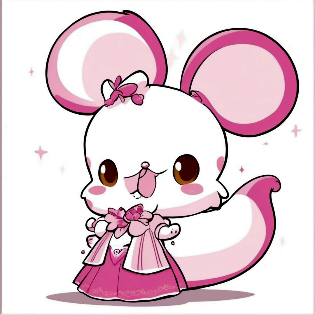 A cute girl，Double tail，Wear pink