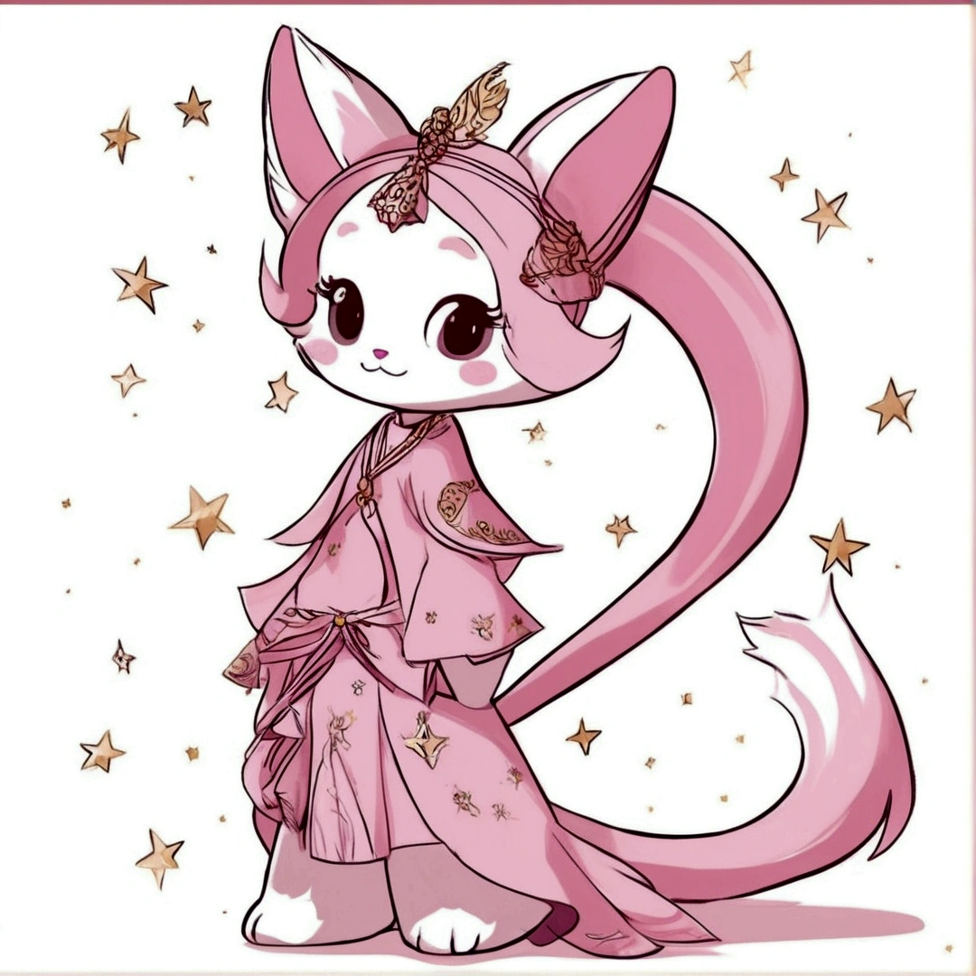 A cute girl,Double tail,Wear pink