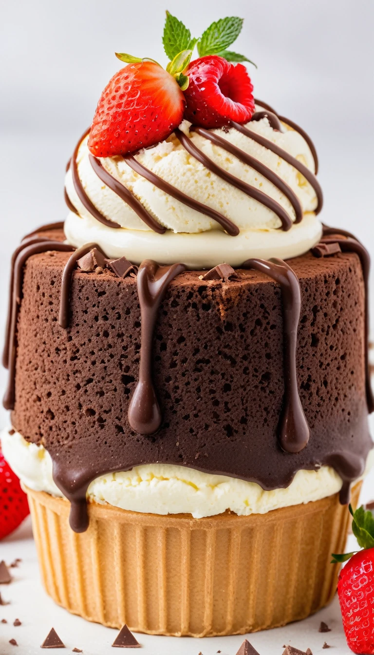 cake, ice cream, chocolate, Intricate details ,White background , HD, 8K, photography,