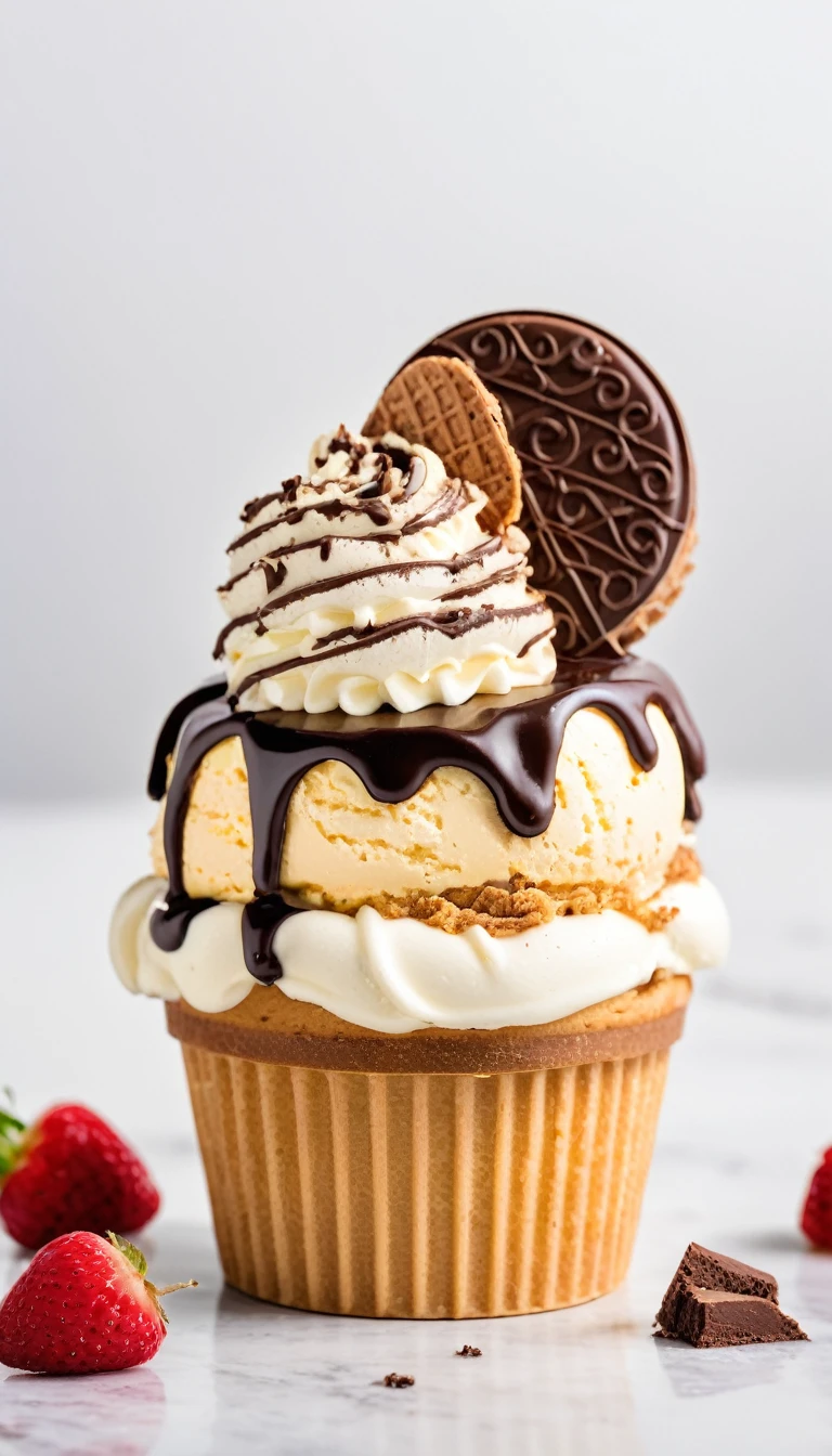 cake, ice cream, chocolate, Intricate details ,White background , HD, 8K, photography,