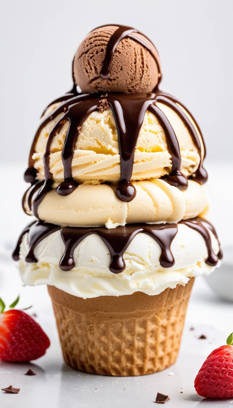 cake, ice cream, chocolate, Intricate details ,White background , HD, 8K, photography,