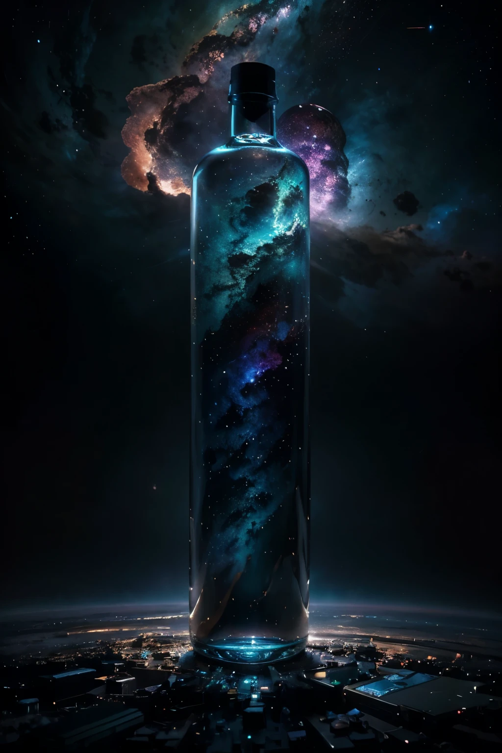 detailed giant alcohol cloud in space, forever young, always drunk, detailed glass liquor bottles, intricate nebula swirling, dramatic lighting, cinematic composition, ultra-detailed, 8k, realistic, photorealistic, masterpiece, vibrant colors, dramatic lighting, ethereal, surreal, fantasy, concept art