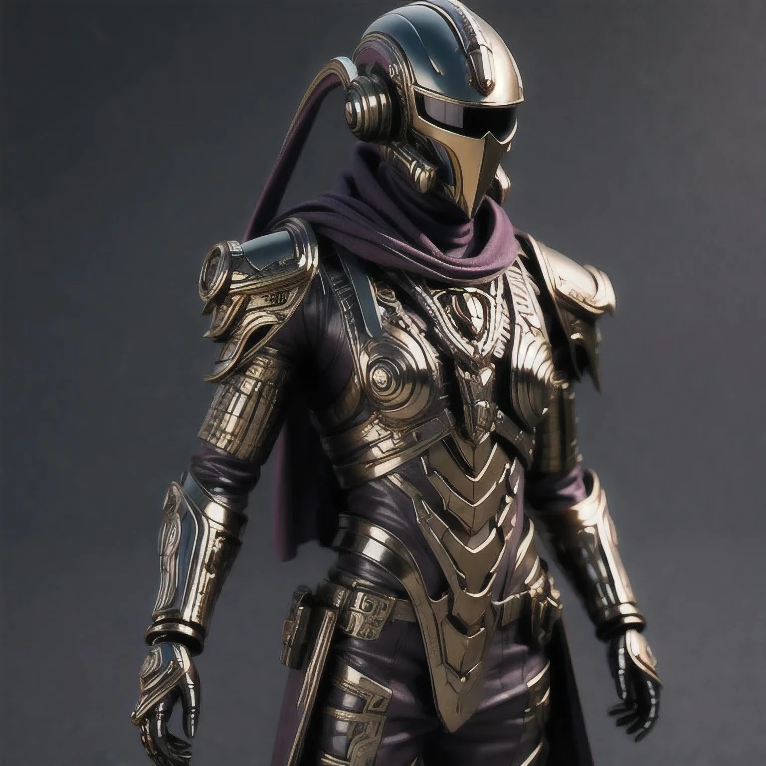 Close up of purple and gold toys, Super detailed fantasy characters, Science Fiction Characters render, detailed humanoid, Star Pathfinder Characters, Science Fiction Characters, Science Fiction Characters, humanoid character, very detailed character, Color Rendering, 3D Rendering Character Art 8K, Alien Armor, safi'jiiva armor, Marmoset Rendering