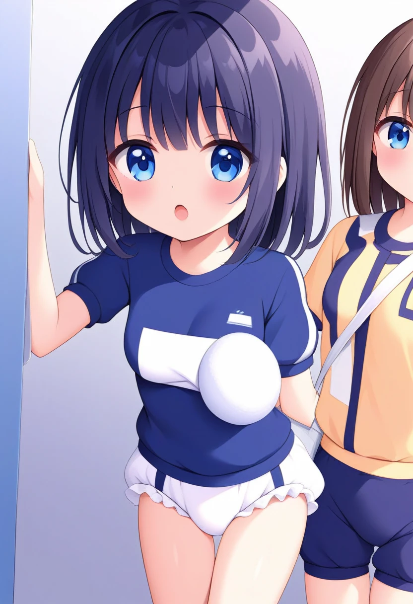 masterpiece, high quality, Nothing, Small breasts, One Girl, Are standing, Temporarily stop, Temporarily stop,  Gym suit, Bloomersショーツ, Bloomers,  whole body, shirt,  blue eyes